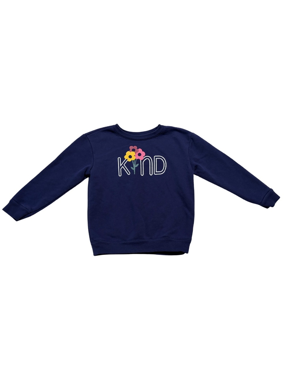 Garanimals Navy Pullover Sweatshirt with Pink & Yellow Floral "KIND" Graphic